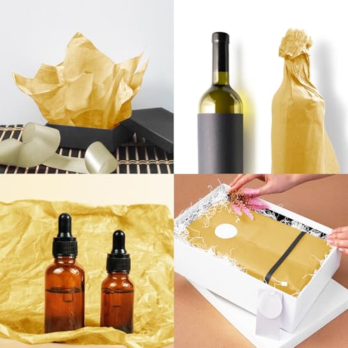 120 Sheets 14 x 20 Inch Gold Tissue Paper for Gift Bag Wrapping - color: Gold