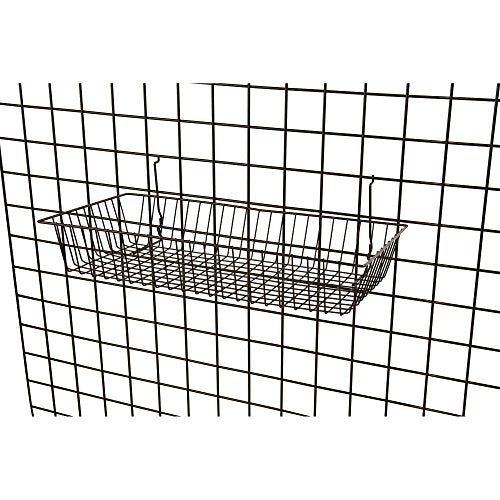 Only Garment Racks #5624B (Pack of 6) Black Wire Baskets for Grid wall and Slat wall - Merchandiser Baskets, Black Wire Basket 24" L x 12" D x 4" H (Set of 6) (Pack of 6) - color: BLACK