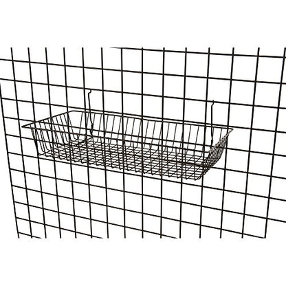 Only Garment Racks #5624B (Pack of 6) Black Wire Baskets for Grid wall and Slat wall - Merchandiser Baskets, Black Wire Basket 24" L x 12" D x 4" H (Set of 6) (Pack of 6) - color: BLACK