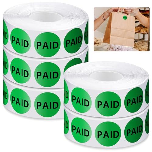 Zhanmai 5roll 5000pcs 1" Paid Sticker Self Adhesive Label Fluorescent Green - color: Green