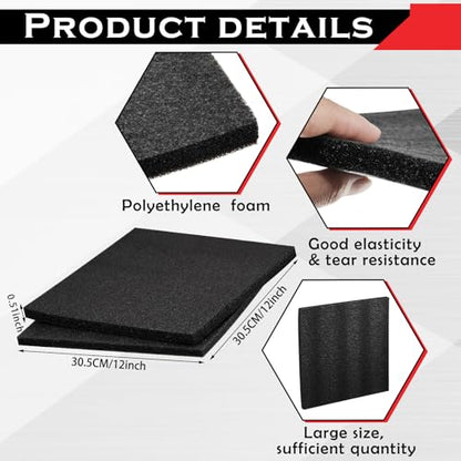 Frienda 8 Pcs Polyethylene Foam Sheet, 12 x 12 x 0.5 Inch, Black - color: Black