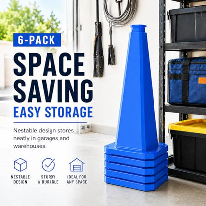 BESEA 3 Pack 36 Inch Blue Traffic Cones with Weighted Base - color: Blue, size: 36INCH