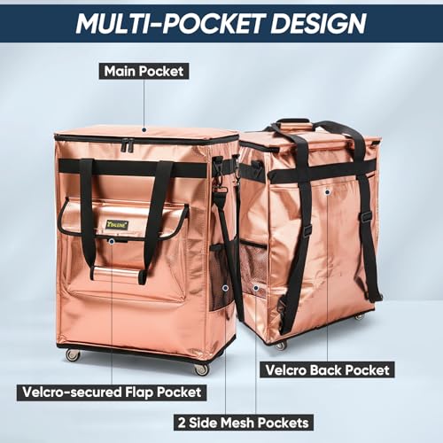 BALEINE Reusable Grocery Bag on Wheels, Foldable Rolling Tote Bag - color: Navy, size: Small