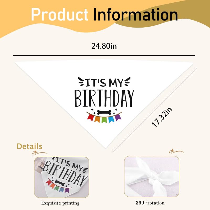 It's My Birthday Dog Bandana Scarf for Medium Large Dogs Birthday Scarf for Puppy Girls Boys Dog Bday Scarf for Girls Boys Dogs Birthday from Pet Owner - color: Birthday Bandana
