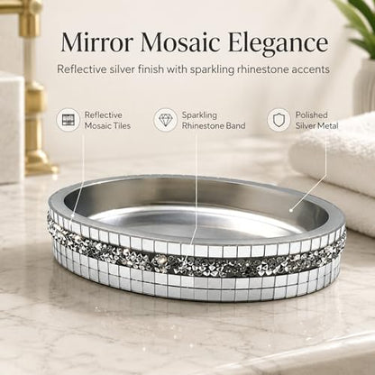 Silver Mosaic Soap Dish and Bathroom Tray, Shiny Soap Holder - size: Soap Dish