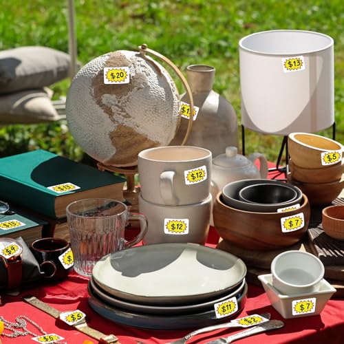 360 Pcs Multi-Use Yard Sale Stickers with Space to Write Pricing - Removable Adhesive Flea Market & Estate Sale Stickers - color: Classic Yellow