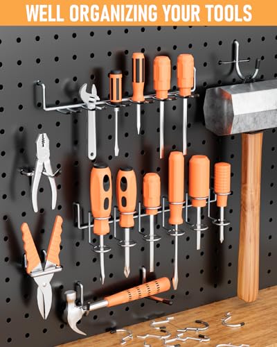 INCLY 206PCS Heavy Duty 1/4" Pegboard Hooks Set for Hanging Tools - size: 1/4 Inch