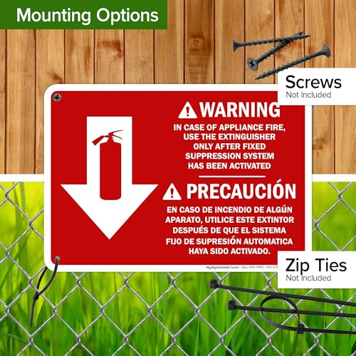 Osha Fire Extinguisher Instruction Warning Bilingual Sign, 10x7 Inches, 55 mil thick HDPS (high density polystyrene), Made in USA by My Sign Center - size: 7x10 Polystyrene