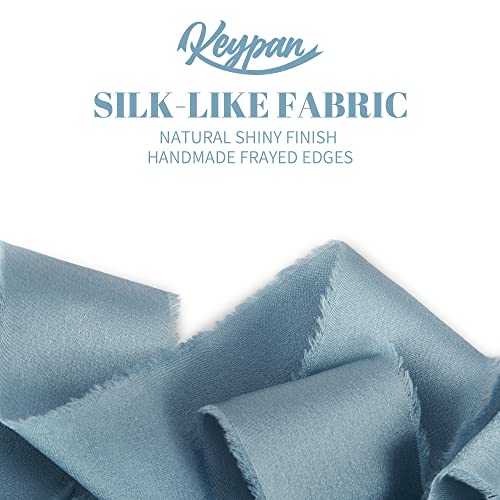 Keypan Dusty Blue Frayed Satin Chiffon Ribbon, 1.5 Inches, 21 Yards - color: Dusty Blue
