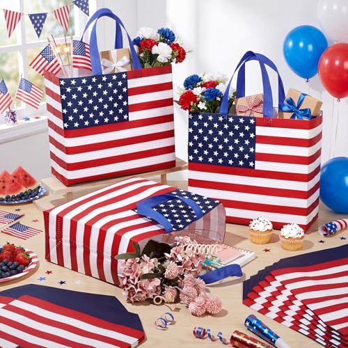 Abbylike 30 Pcs American Flag Gift Bag Patriotic Reusable Non Woven Tote - style: American Flag