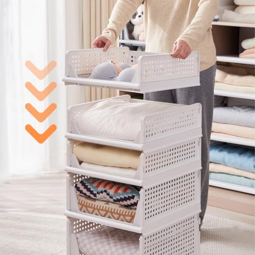 yazi 5XL Stackable Plastic Closet Storage Baskets - size: 5XL