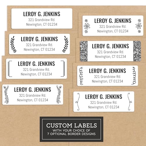 Personalized Return Address Labels - Black & White Styles - Choose Your Design - Custom Self Adhesive Stickers for Envelopes (60-960 Labels) (Bold Style) - style: Bold Style