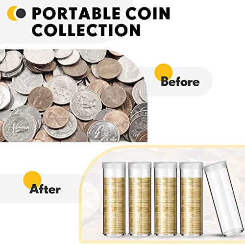 SATINIOR 20 Pcs Half Dollar Coin Tubes Round Clear with Screw on Lid