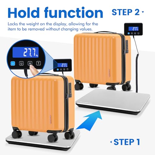 MaxWorks Digital Platform Scale 440 lb Capacity Stainless Steel Shipping Scale USB-C Rechargeable with LCD Display for Packages Luggage & Warehouse Use 51076 - size: 440 Lb Capacity