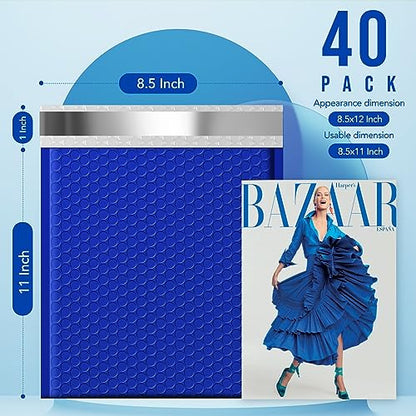 Fuxury Bubble Mailers 8.5x12 Inch 40 Pack Large Bubble Envelopes - color: Royal Blue, size: 8.5x12" 40PC