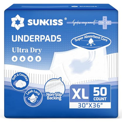 SUNKISS Disposable Bed Pads 30" x 36", Super Absorbent Pee Pads, 50 Count - size: 30" x 36"(50 Count)