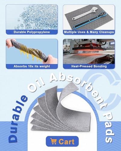 15"x17" Oil Absorbent Pads 100 Pack | Heavy & Fast Absorb - size: 15x17 Inch