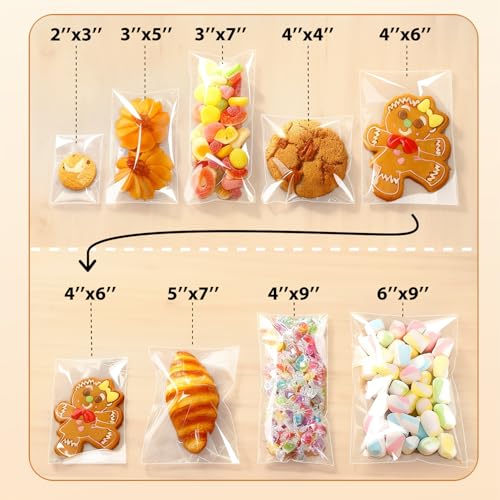 PigPotParty 5x7 in Clear Cellophane Treat Bags, Self-Sealing, 200 Pcs - color: 5"x7" (200pcs)