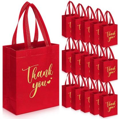 Sweetude 30 Thank You Non Woven Gift Bag, 10 x 8 x 4 Inch, Burgundy - color: Burgundy, size: 1 Count (Pack of 30)