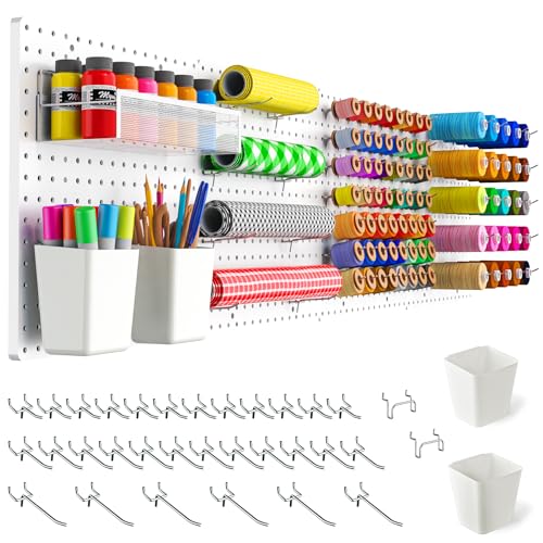 FZK Modular Plastic Peg Board Wall Organizer Kit, 16x16, White - color: 16inch-Pegboard Kit-White