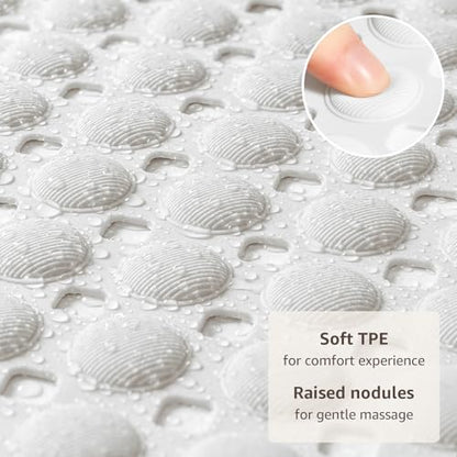 OTHWAY Bath Tub Shower Mat Non Slip, Bathtub Floor Liner Mats for Inside Shower Bathroom, Suction Cups and Drain Holes for Feet Scrubbing, Machine Washable, Soft on Feet, 35x16 Inch, White - color: White