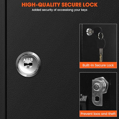 125 Position Key Lock Box Wall Mount with Anti-Theft Deposit Key Slot - color: Black, size: 125 Key Hook
