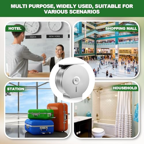 Mifoci 2 Pcs Commercial Jumbo Toilet Paper Dispenser with Shelf, Silver