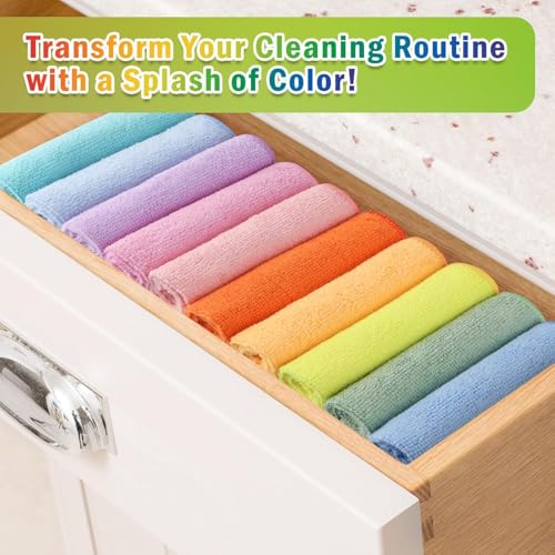 AIDEA Microfiber Cleaning Cloth, 100PK, Cleaning Rags, 11.5"×11.5" - color: Multi-colored