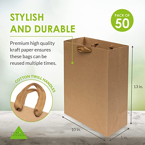 Prime Line Packaging Small Brown Gift Bags with Handles, 6x3x9 In, 50 Pack - size: 1 Count (Pack of 50)