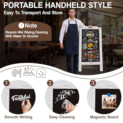 Magnetic Portable A-Frame Chalkboard Signs, 40" × 20", White - color: A-portable-white