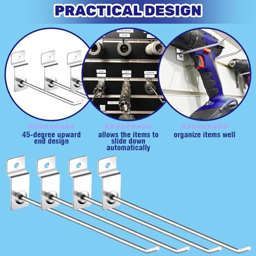 40Pcs Slatwall Panel Hooks Bulk Set, Metal Pegboard Organizer Slat Wall Hanging Display Hanger Hooks for Gridwall Garage Shop Retail (8 Inches/20 CM) - size: 8 Inches/20 CM