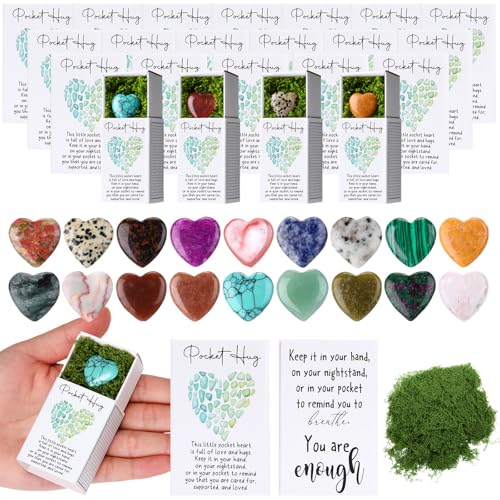 Motipuns 60 Sets Emotional Heart Natural Stones with Boxes for Employee