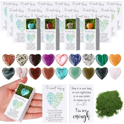 Motipuns 60 Sets Emotional Heart Natural Stones with Boxes for Employee