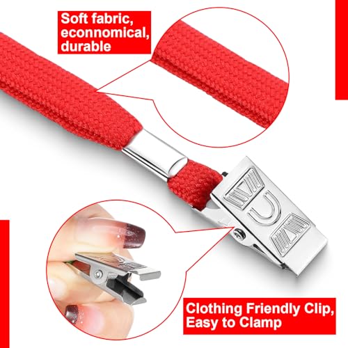 Marspark 200 Sets 4"x3" Name Badge Holder with Lanyard Bulk, Red - color: Red