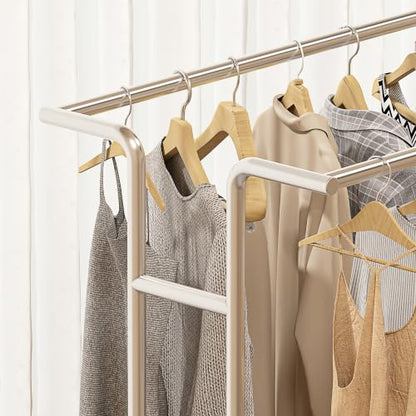59.4" Double Rod Garment Rack, Metal Heavy Duty Freestanding Clothing Rack with Bottom Shelf, Modern Sturdy Clothes Racks for Bedroom, Boutique Retail Display & Laundry Room, Silver - color: silver