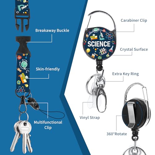 Science Teacher Lanyard with ID Badge Holder and Retractable Badge Reel - color: Science Lab