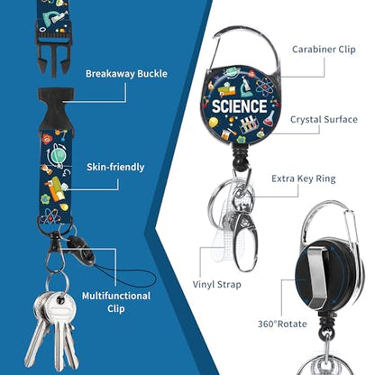 Science Teacher Lanyard with ID Badge Holder and Retractable Badge Reel - color: Science Lab