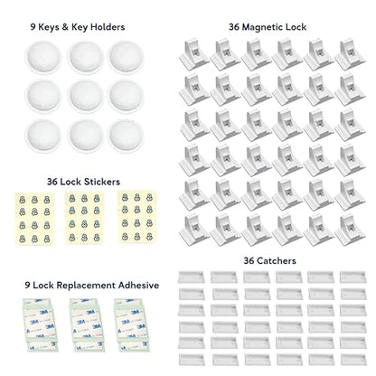 Baby Proof Me Baby Proofing Magnetic Child Safety Cabinet Locks, 36-Pack - size: 36 Locks + 9 Keys