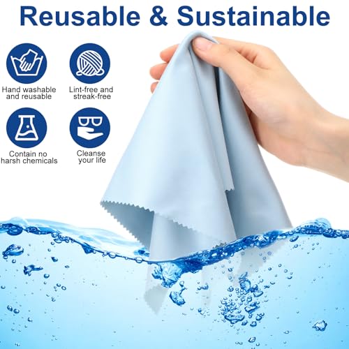 Frienda 12 Pack Large Glass Cleaning Cloth, Blue - color: Blue