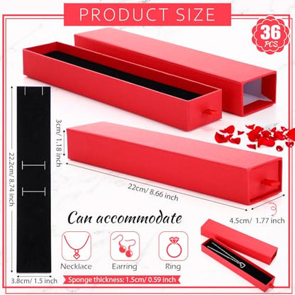 Kenning 36 Pcs Jewelry Gift Box for Necklace Bulk Sliding Drawer - color: Red