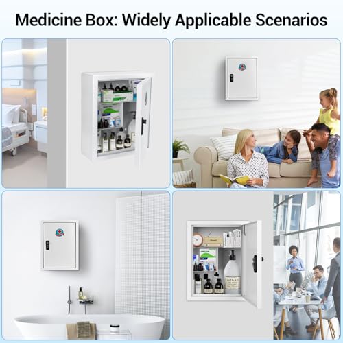 Locking Medicine Cabinet with Combination Lock and Safety Key