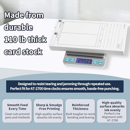 100 AT-2700 Time Cards Compatible with Allied Time USA AT-2700 Time Clock