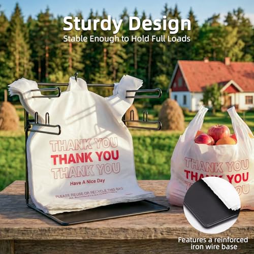 Plastic Bag Holder, Metal Base Grocery Bag Organizer - color: Black