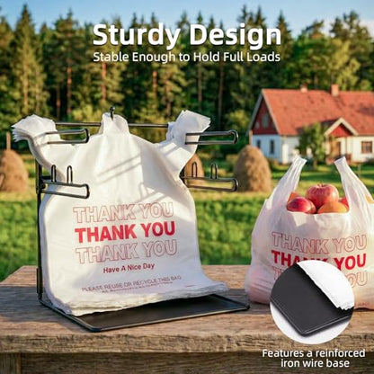 Plastic Bag Holder, Metal Base Grocery Bag Organizer - color: Black