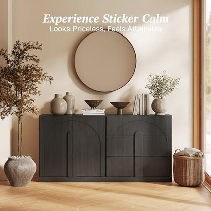 BELLEZE Bijou 2-Piece Modular Sideboard Buffet Cabinet - Ebony - color: Bijou Ebony Bc