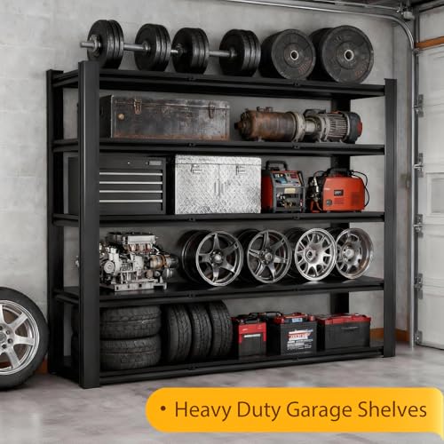 5000Garage Shelving, Heavy Duty Storage Shelves Metal Shelf Unit Adjustable Industrial Storage Racks for Shop,Warehouse,Basement (72 * 62 * 24) - size: 72"H x 62"W x 24"D