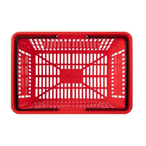 Restaurantware Plastic Shopping Basket, Red, with Plastic Handles - style: Plastic Handles