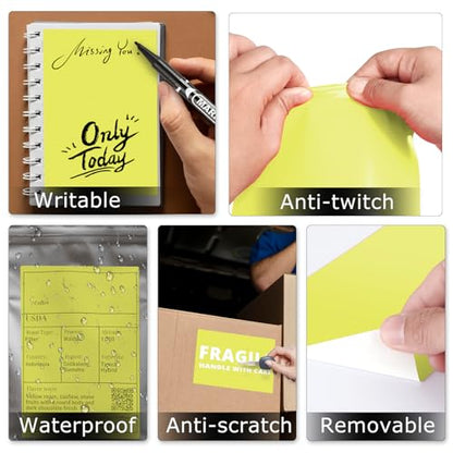 Yellow Thermal Labels 4 × 6 Inch Waterproof Vinyl Stickers 250 PCS - color: Yellow
