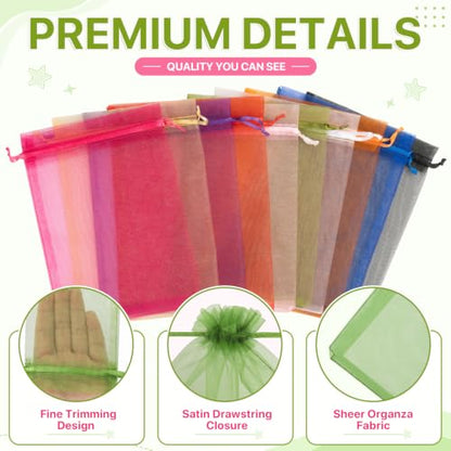 ANZNKU 100PCS Organza Bags 5x7 Multicolor Small Gift Mesh Drawstring Bag - color: Multicolor