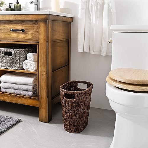 GRANNY SAYS Bedroom Trash Can, Wicker Waste Basket for Bathroom, Brown - color: Brown, size: Rectangular - 13"L x 7½"W x 12¼"H